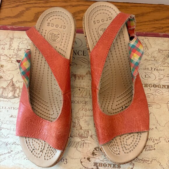 Crocs A-Leigh Cork Wedge Sandals - Picture 1 of 3